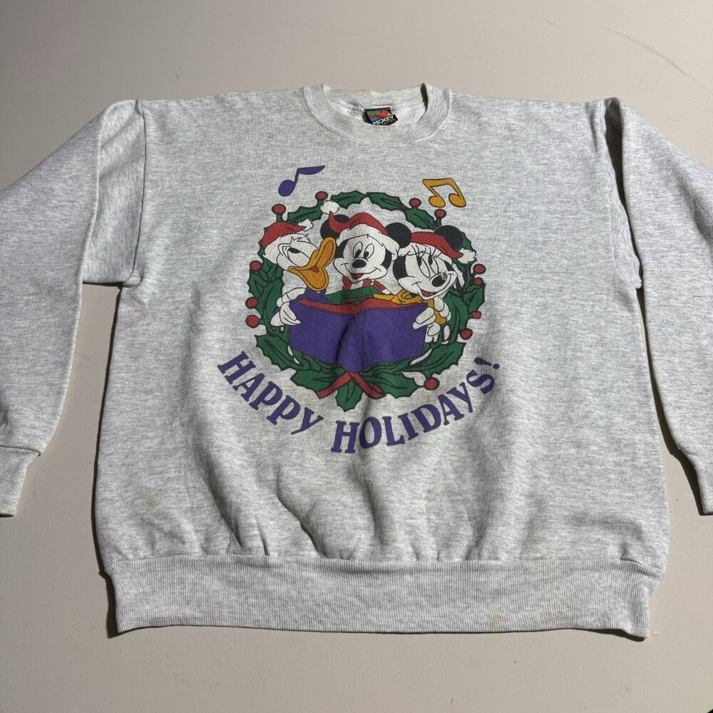 Vintage Disney Mickey Donald Christmas Crewneck Sweatshirt Large Jem Sportswear